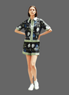 Black Printed Shirt & Shorts Set