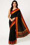 Black Maheshwari Silk Saree with Tampere Border