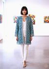 The Blue Pure Kantha Silk Long Jacket