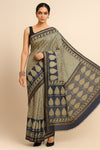 Blue & Gray Maheshwari Chanderi Silk Saree