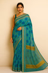 The Blue Printed Chanderi Saree