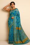 The Blue Printed Chanderi Saree
