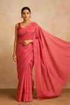 The Carrot Red Linen Saree