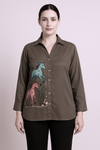 Gray Kalamkari Applique Shirt