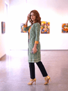 The Green Pure Kantha Silk Long Jacket