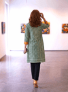 The Green Pure Kantha Silk Long Jacket
