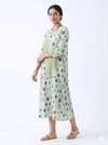 Green Polka Dot Dress with Hand Work