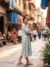 Green Polka Dot Dress with Hand Work
