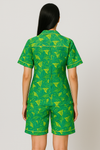 Green Printed Linen Shirt & Shorts Set