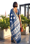 The Midnight Indigo Chanderi Saree