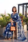 The Midnight Indigo Chanderi Saree