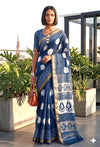 The Midnight Indigo Chanderi Saree