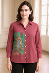 Soft Maroon Kalamkari Applique Shirt