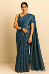 The Midnight Blue Linen Saree