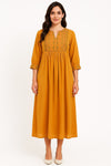 Mustard Cotton Dress with Yoke