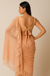 Peach Frill Ready Saree with Brocade Blouse