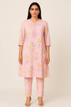 Pink Printed Buttery Kurta-Pant Set