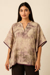 Purple Eco Print Cotton Kaftan Top