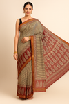 Red & Gray Maheshwari Chanderi Silk Saree
