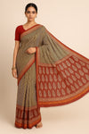 Red & Gray Maheshwari Chanderi Silk Saree