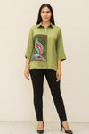 Ryb Green Kalamkari Applique Shirt
