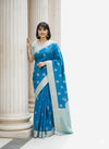 TEAL BLUE BANARASI SILK SAREE