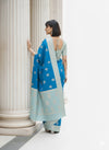 TEAL BLUE BANARASI SILK SAREE