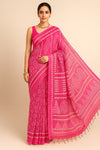 The Pink Printed Linen Saree