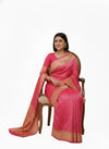 WATERMELON RED BANARASI SILK SAREE