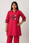 Watermelon Red Handloom Cotton Co-ord Set