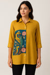 Mustard Kalamkari Applique Shirt