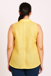 Yellow Linen Sleeveless Top with Applique work