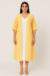 Yellow Stripes Chanderi Shrug with Inner Set