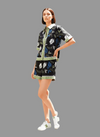 Black Printed Shirt & Shorts Set