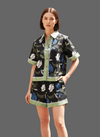 Black Printed Shirt & Shorts Set