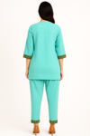 The Aqua Handloom Cotton Co-ord Set with Ikat