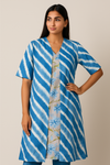 Blue Stripes Chanderi Shrug with Inner Set