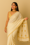 The Ivory Maheshwari Silk Saree