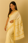 The Ivory Maheshwari Silk Saree