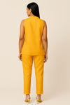 Orange Linen Sleeveless Top with Applique work