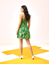 Green Linen Dress with Cap