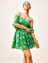 Green Linen Dress with Cap