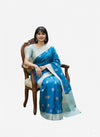 TEAL BLUE BANARASI SILK SAREE