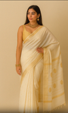 The Ivory Maheshwari Silk Saree